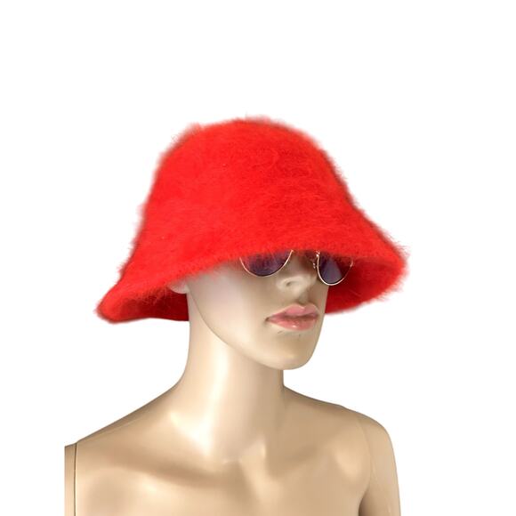 Carol Ann Ambrose Fuzzy Bucket Hat Womens Red Fur Vintage Winter Classic Casual main image 6